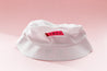 Feather Bucket Hat - White / Pink & Red